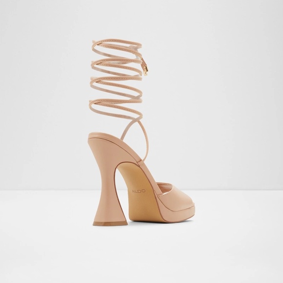 ALDO Heeled Sandals Ankle Wrap - Daphnee, Beige High Heels, Women's Shoe Size 7 - Picture 2 of 5